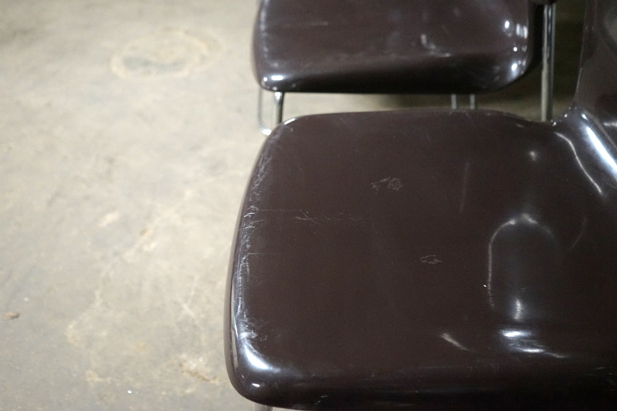 Set of 7 Gerd Lange Stackable Nova Chairs in Brown with Chrome Bases