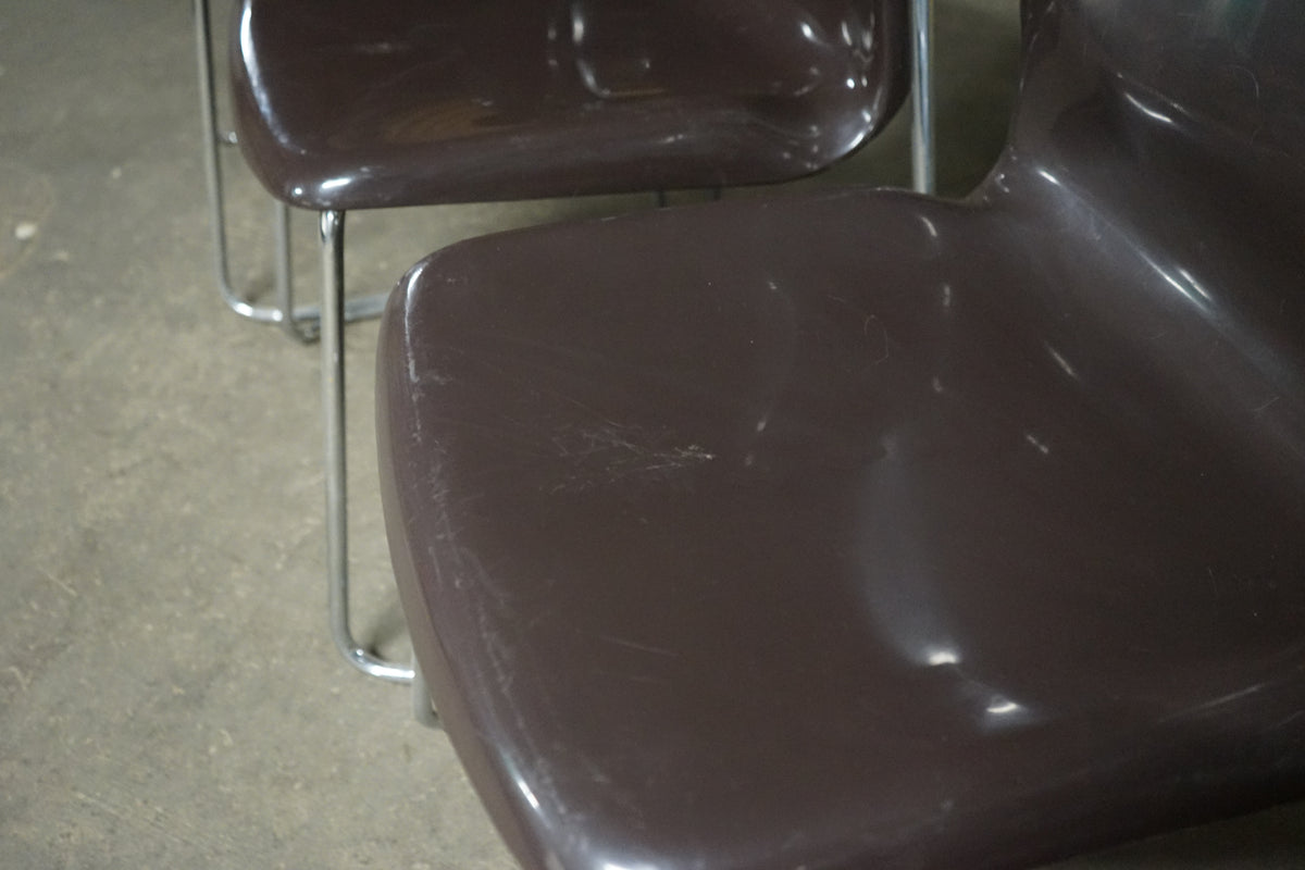 Set of 7 Gerd Lange Stackable Nova Chairs in Brown with Chrome Bases