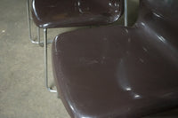 Set of 7 Gerd Lange Stackable Nova Chairs in Brown with Chrome Bases