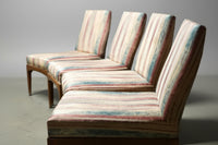 Set of 4 Upholstered Mid-Century Dining Chairs with Teak Bases