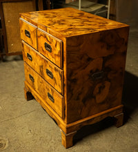 Petite 4 Drawer Burl Olivewood Campaign Style Chest
