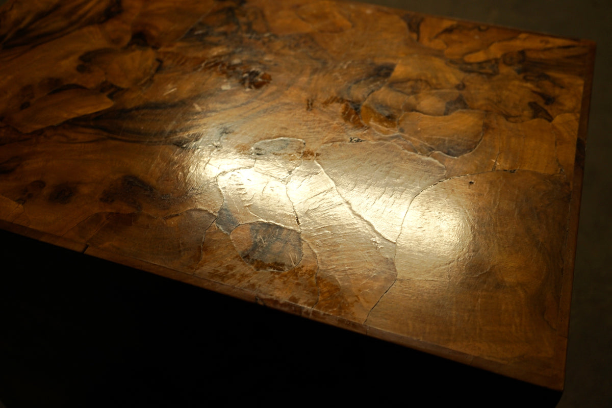 Petite 4 Drawer Burl Olivewood Campaign Style Chest
