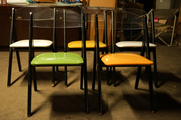 Set of 5 Mid-Century Folding Chairs with Lucite Backs by Stakmore