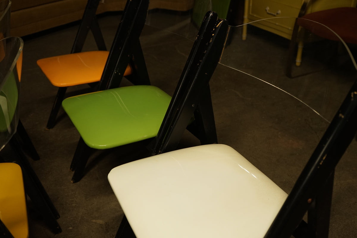 Set of 5 Mid-Century Folding Chairs with Lucite Backs by Stakmore