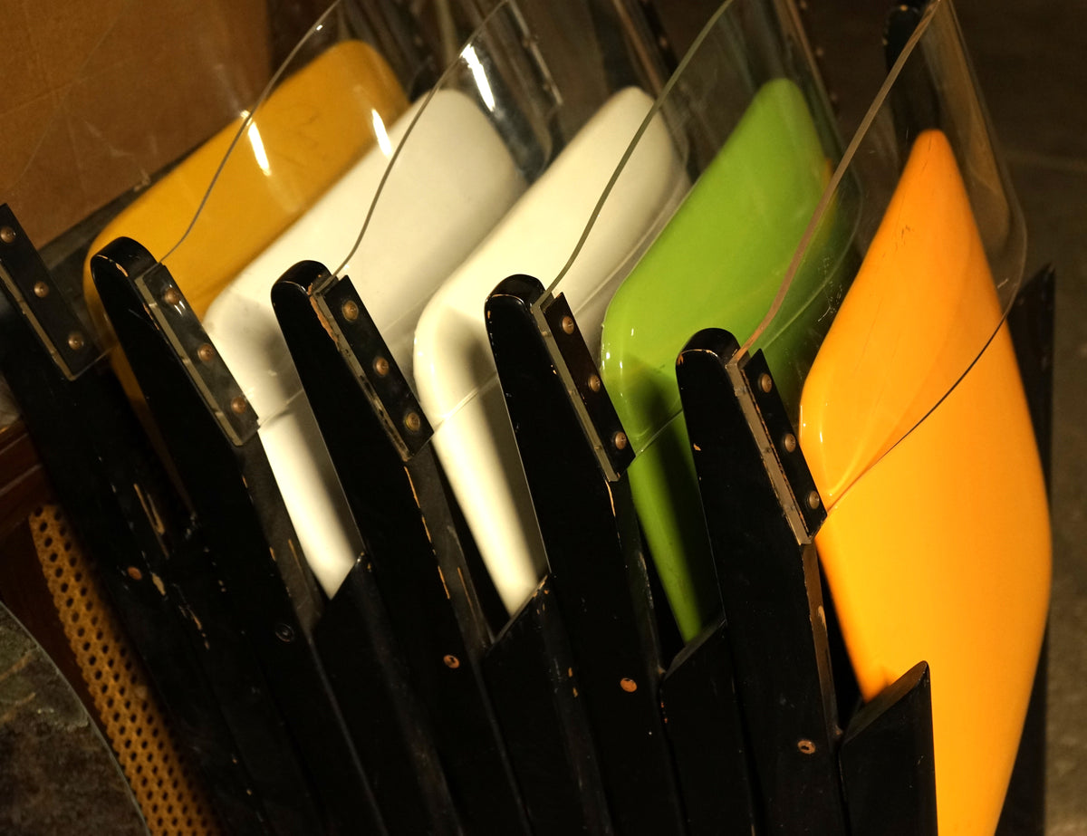 Set of 5 Mid-Century Folding Chairs with Lucite Backs by Stakmore