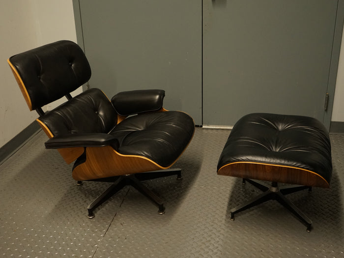 Eames Lounge Chair and Ottoman in Black Leather