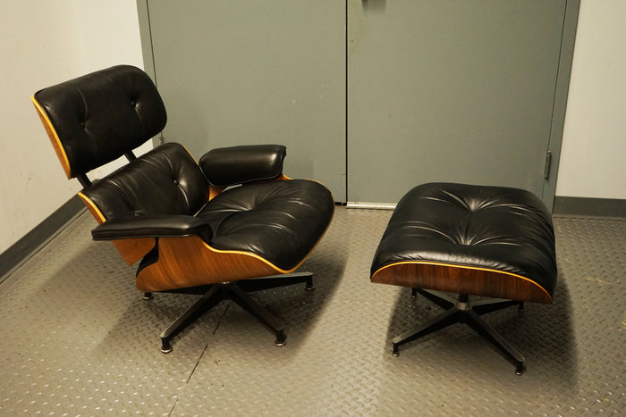 Eames Lounge Chair and Ottoman in Black Leather