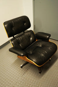 Eames Lounge Chair and Ottoman in Black Leather
