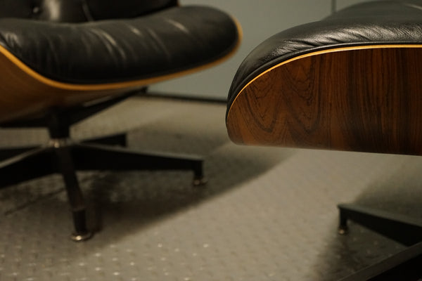 Eames Lounge Chair and Ottoman in Black Leather