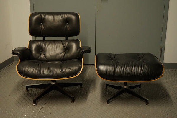 Eames Lounge Chair and Ottoman in Black Leather