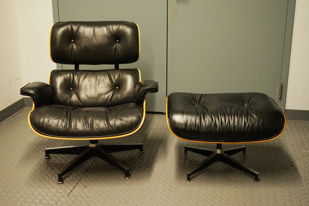 Eames Lounge Chair and Ottoman in Black Leather