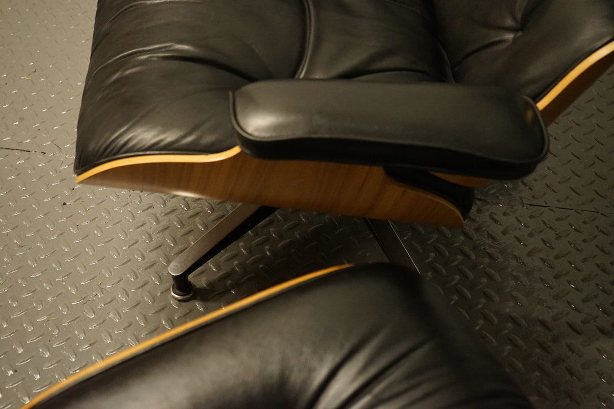 Eames Lounge Chair and Ottoman in Black Leather
