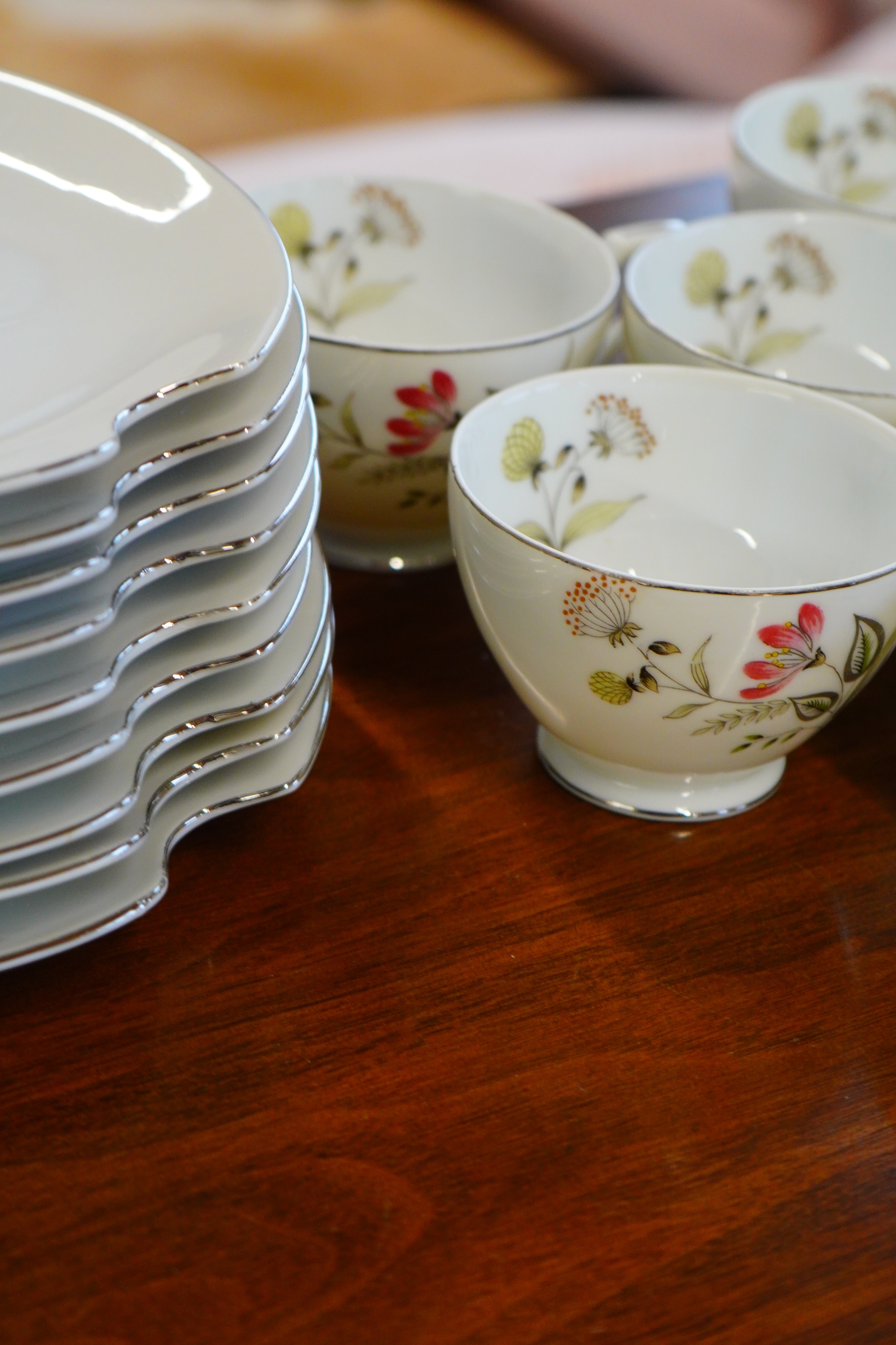 Set of Nine Vintage Porcelain Snack Sets from Lefton China
