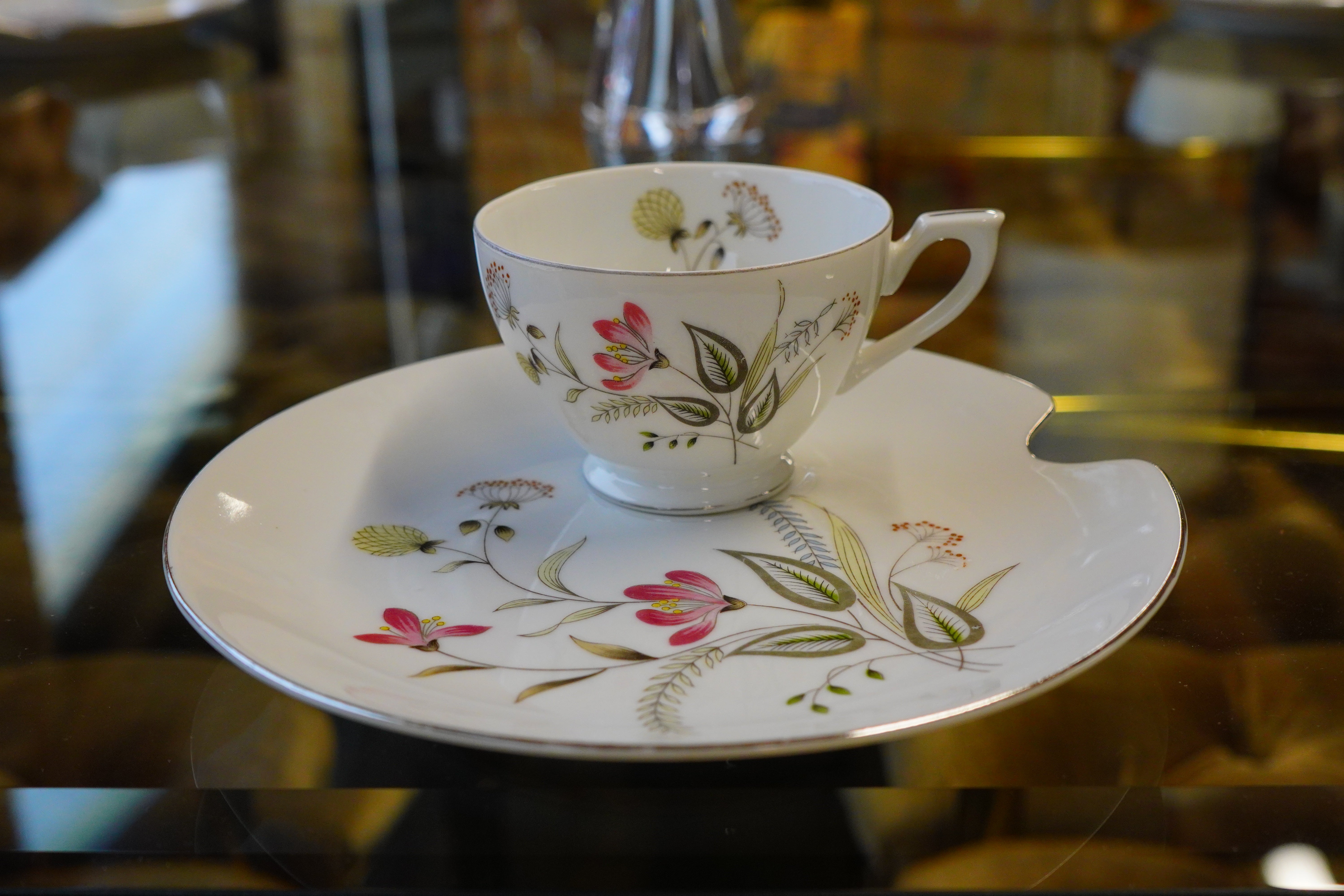 Set of Nine Vintage Porcelain Snack Sets from Lefton China