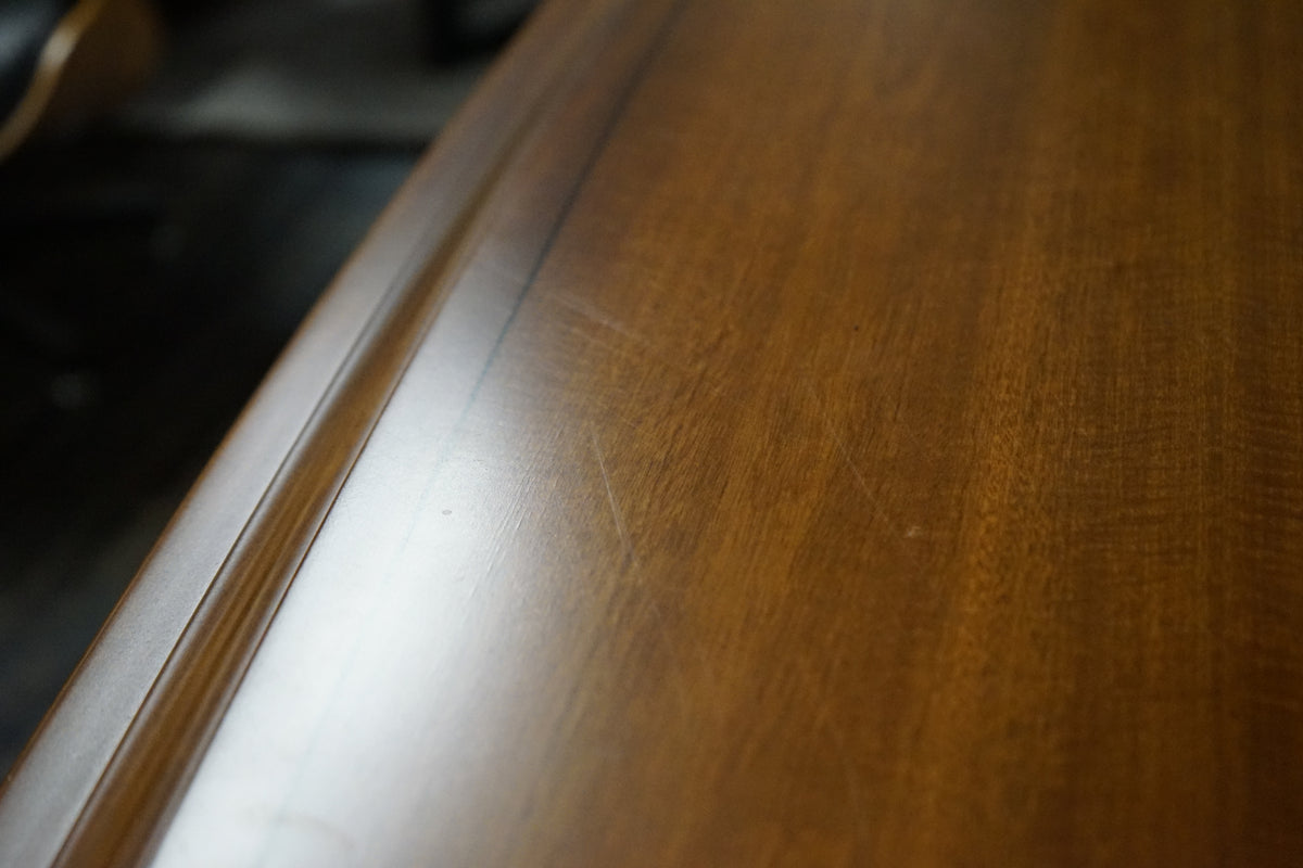 Benchmade Bowfront Mahogany Console Table with Ebony Inlays