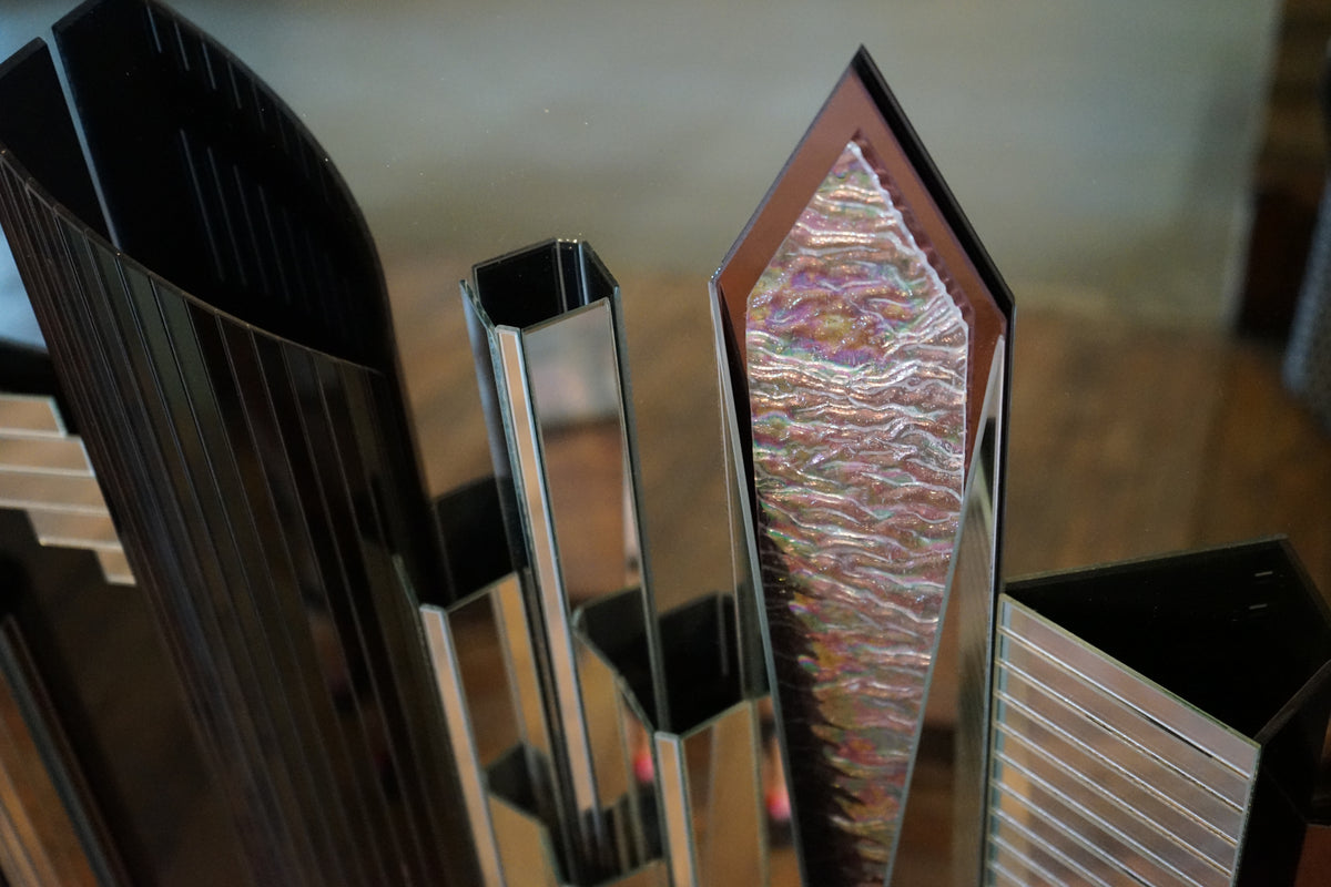 Grand Scale Mirrored Chicago Skyline Sculpture by Harvard Reflections