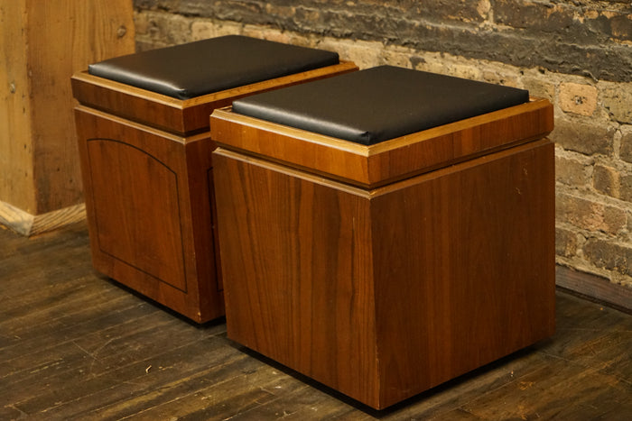 Pair of Lane Rhythm Collection Storage Cube Ottomans Reversible to Checkerboard