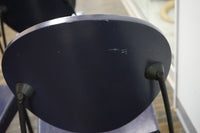 Dakota Jackson Stackable Vik-Ter Chairs in Eggplant close up of damage