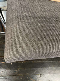 Jens Risom designed settee for Knoll, walnut base and original gray wool upholstery. Chicago.  Studio Sonja Milan