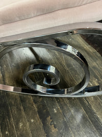 1970's Modernist Chrome Maison Jansen Style Hollywood Regency Rocking Chair with Pink Upholstery