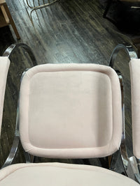 1970's Modernist Chrome Maison Jansen Style Hollywood Regency Rocking Chair with Pink Upholstery