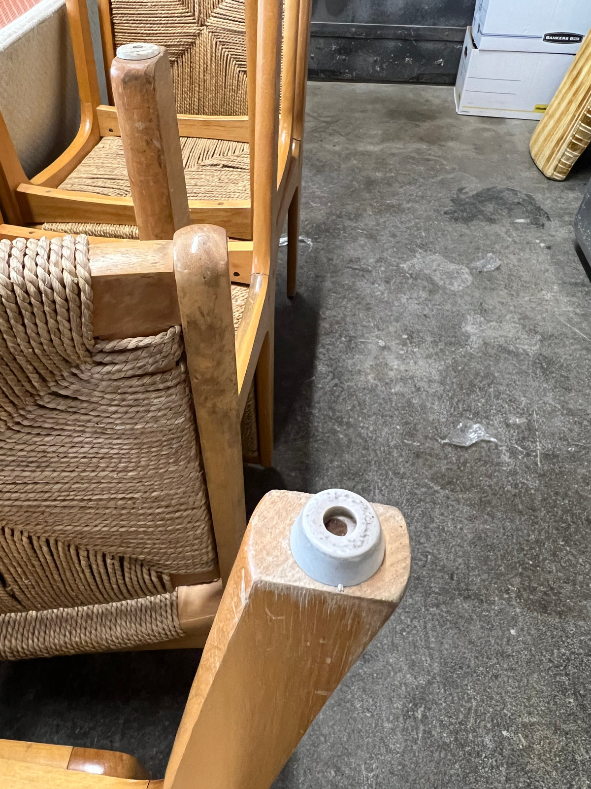 Set of Six Mid-Century Dining Chairs with Rush Seats and Backs - SOLD