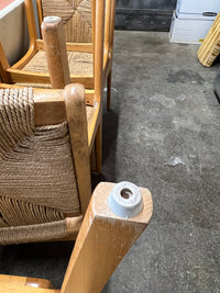 Set of Six Mid-Century Dining Chairs with Rush Seats and Backs - SOLD