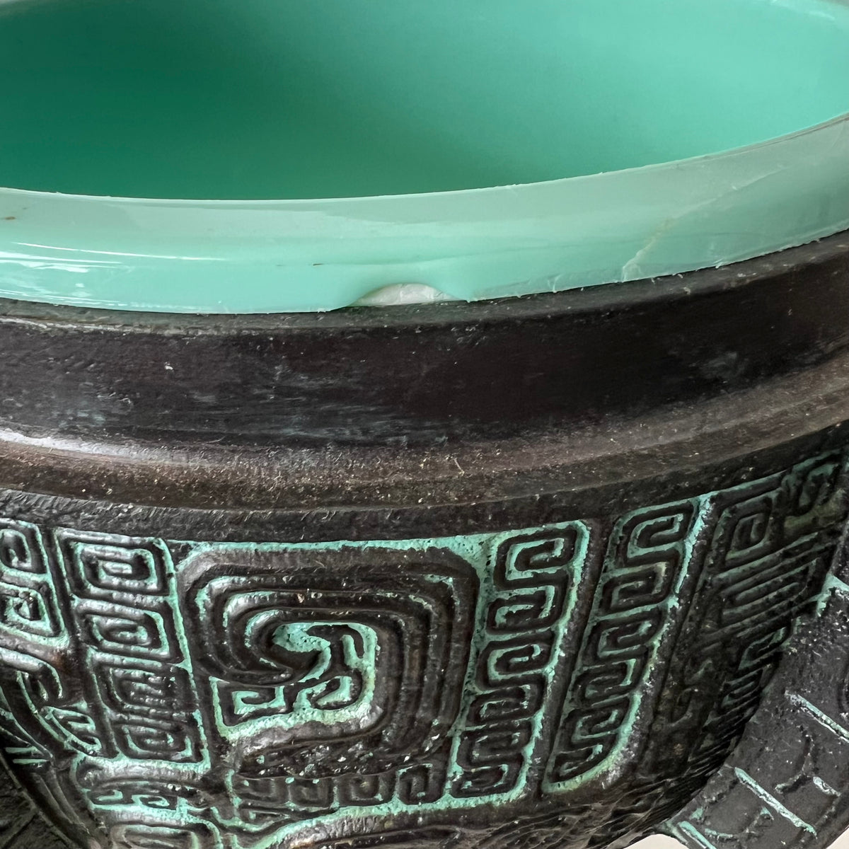 James Mont Style Verdigris Ice Bucket and Water Pitcher