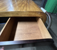 Vladimir Kagan Curved Executive Desk with Exotic Wood Top and Waterfall Sides