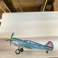 Vintage Cast Iron WWII Curtiss P-40 Warhawk Toy Airplane