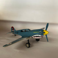 Vintage Cast Iron WWII Curtiss P-40 Warhawk Toy Airplane