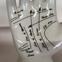 Vintage Palmistry Hand model, ceramic.  Palm reading guide,  Kitschy midcentury decor.