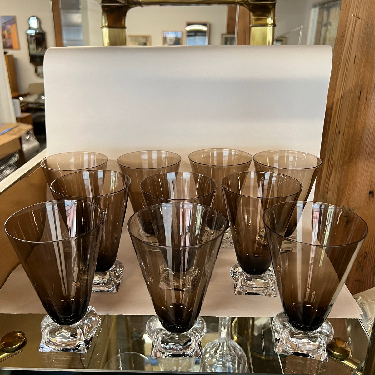 Bryce Bros Tempo Glassware in Morocco (a brownish glass) - Set of 10