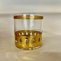 Midcentury Barware - Set of 8 Culver 22K Gold "Antiqua" Rocks Glasses