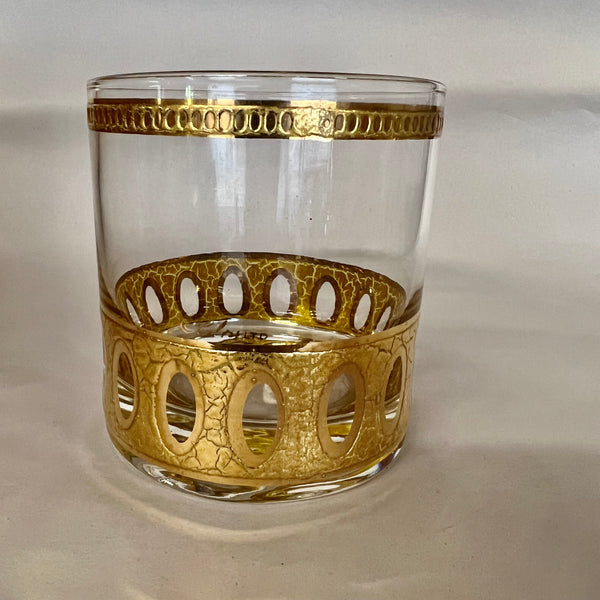 Midcentury Barware - Set of 8 Culver 22K Gold "Antiqua" Rocks Glasses