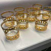 Midcentury Barware - Set of 8 Culver 22K Gold "Antiqua" Rocks Glasses