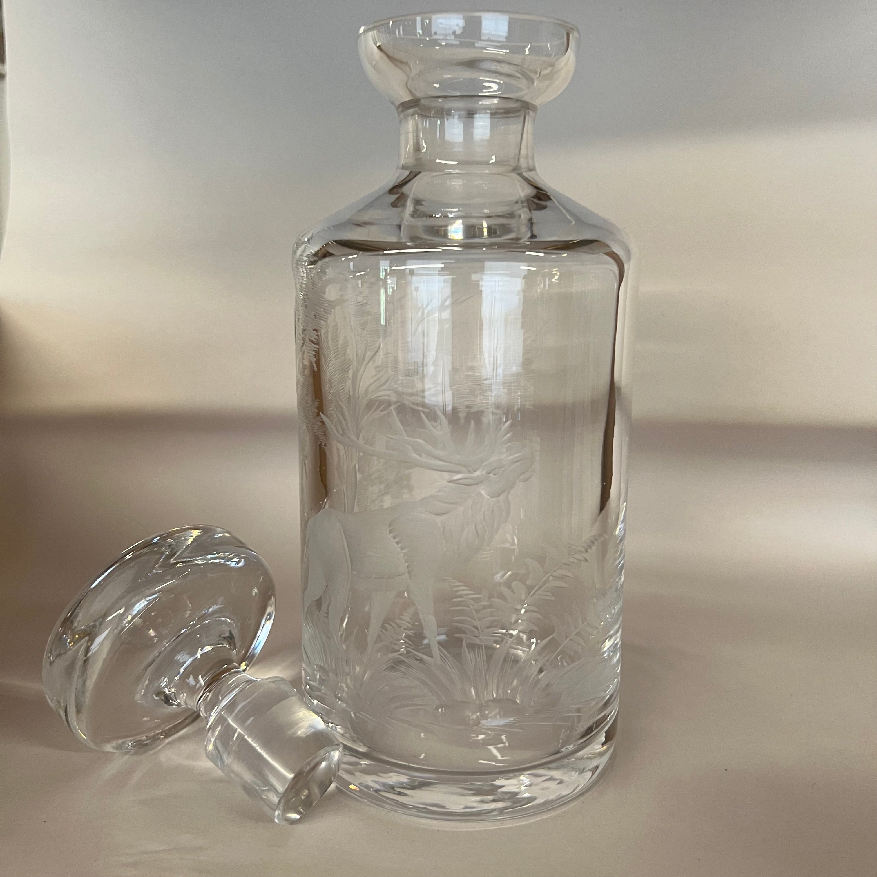 Vintage Queen's Lace Crystal Decanter with Lovely Etchings - ON