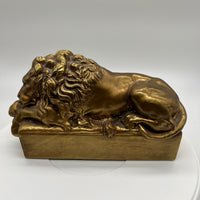 Early 20th Century pair of cast brass lions copied after Antonio Canova's marble pair created for the tomb of Pope Clement XIII in St. Peter's Rome. Some light scratches but overall in excellent condition.  Gifts for an avid reader.  Bookends, brass, Chicago, IL