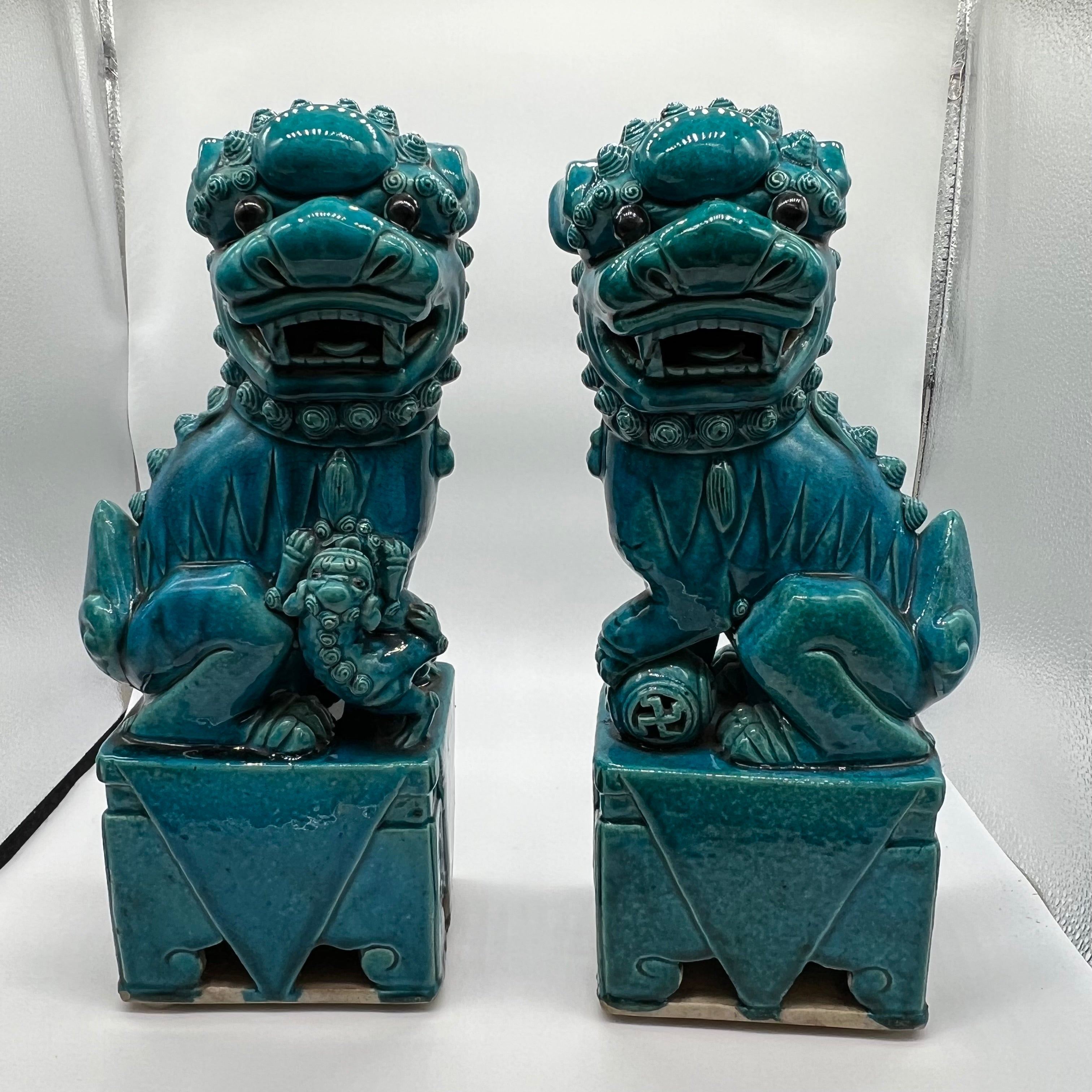 Pair of Chinese Turquoise Foo Dogs circa 1880 - Sold – Studio