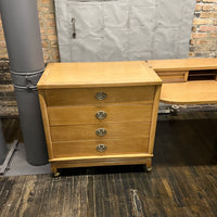 Two chest with a suspended vanity or desk between them, American of Martinsville.  Bleached mahogany.  Chicago