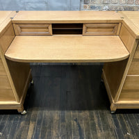Two chest with a suspended vanity or desk between them, American of Martinsville.  Bleached mahogany.  Chicago