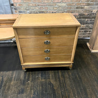 Two chest with a suspended vanity or desk between them, American of Martinsville.  Bleached mahogany.  Chicago