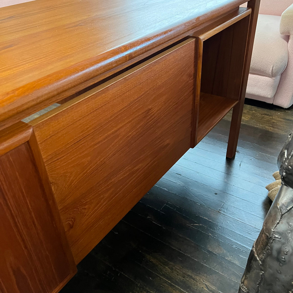 H.P. Hansen Mid-Century Floating Executive Desk in Teak