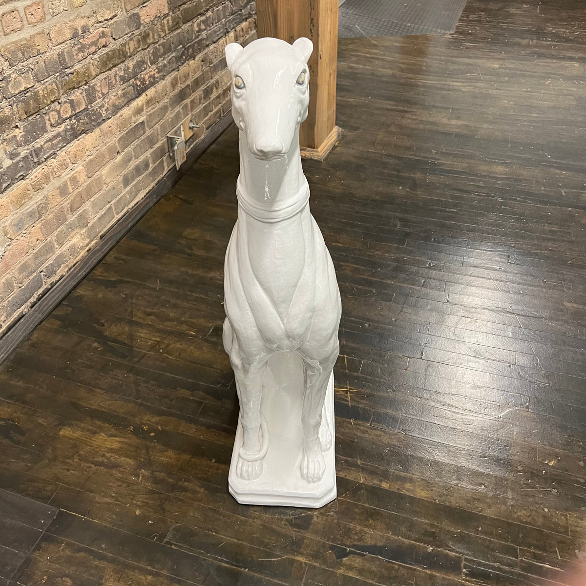 Mid-Century Italian Large White Porcelain Greyhound or Whippet