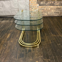 Mid-century glass and brass nesting tables by Design Institute America