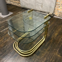 Mid-century glass and brass nesting tables by Design Institute America