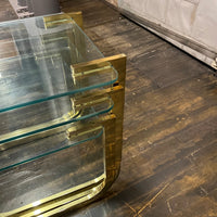 Mid-century glass and brass nesting tables by Design Institute America