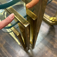 Mid-Century Design Institute of America Brass and Glass Nesting Tables