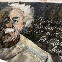 Biographical Mixed Media Painting of Albert Einstein by Sam Fink - On Hold
