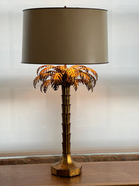 Beautiful and rare pair of 1950’s Warren Kessler (attr) Gilded Palm Tree Table Lamp, Studio Sonja Milan, Chicago, IL